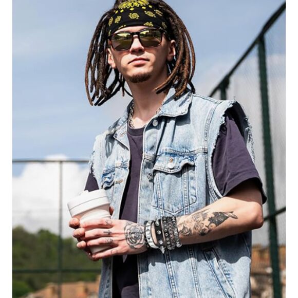 Set of 3 Black Faux Leather Stainless Steel Spikes Chains Bracelets Men Women - Picture 5 of 6